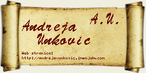 Andreja Unković vizit kartica